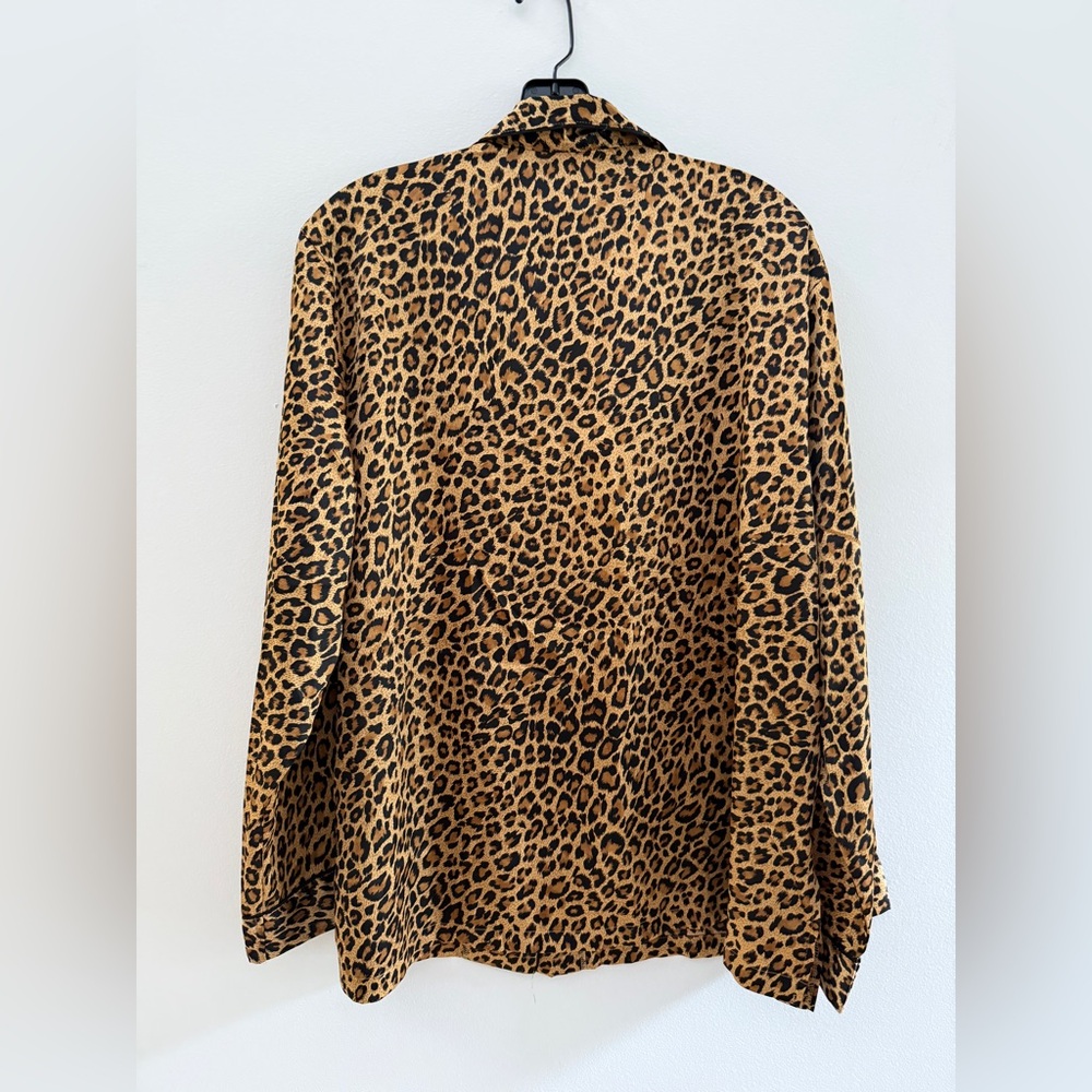 VICTORIA'S SECRET Signature Satin Long Pajama Set, Marzipan Leopard, Size Large - Picture 9 of 9